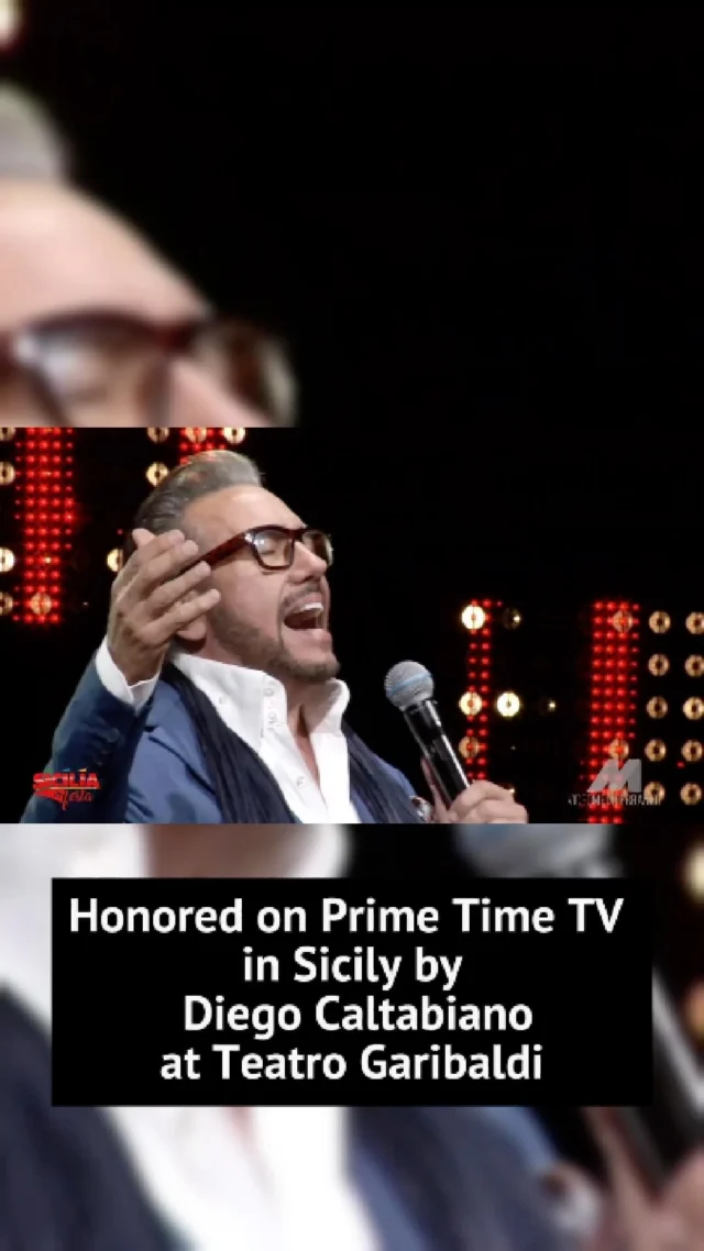 🇮🇹 While on Live TV after my performance on Sicilia in Festa from the historic Teatro Garibaldi, I was completely surprised by the incredibly gracious Diego Caltabiano @diego_caltabiano, Vice Mayor Assessore @messina_ettore, @sindaconinocammarata and the super professional team at Video Mediterraneo for presenting me with with Tre Santi wine and a traditional Almond cake from Bar Vittoria Belpasso. There's nothing like the hospitality and warmth of Sicily. Irresistble. It's a moment I will truly cherish. When they want to honor you in Sicily, they do it with wine and cake! Nothing could be a better welcome back to Piazza Armerina.
Grazie di cuore! 🍷✨ 📺 (Full performance link in bio)